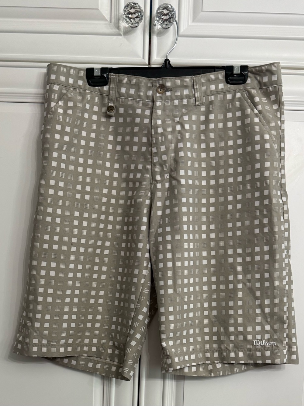 Wilson Men's Size 36 Beige and Cream Checkered Golf Shorts Tennis Athleisure